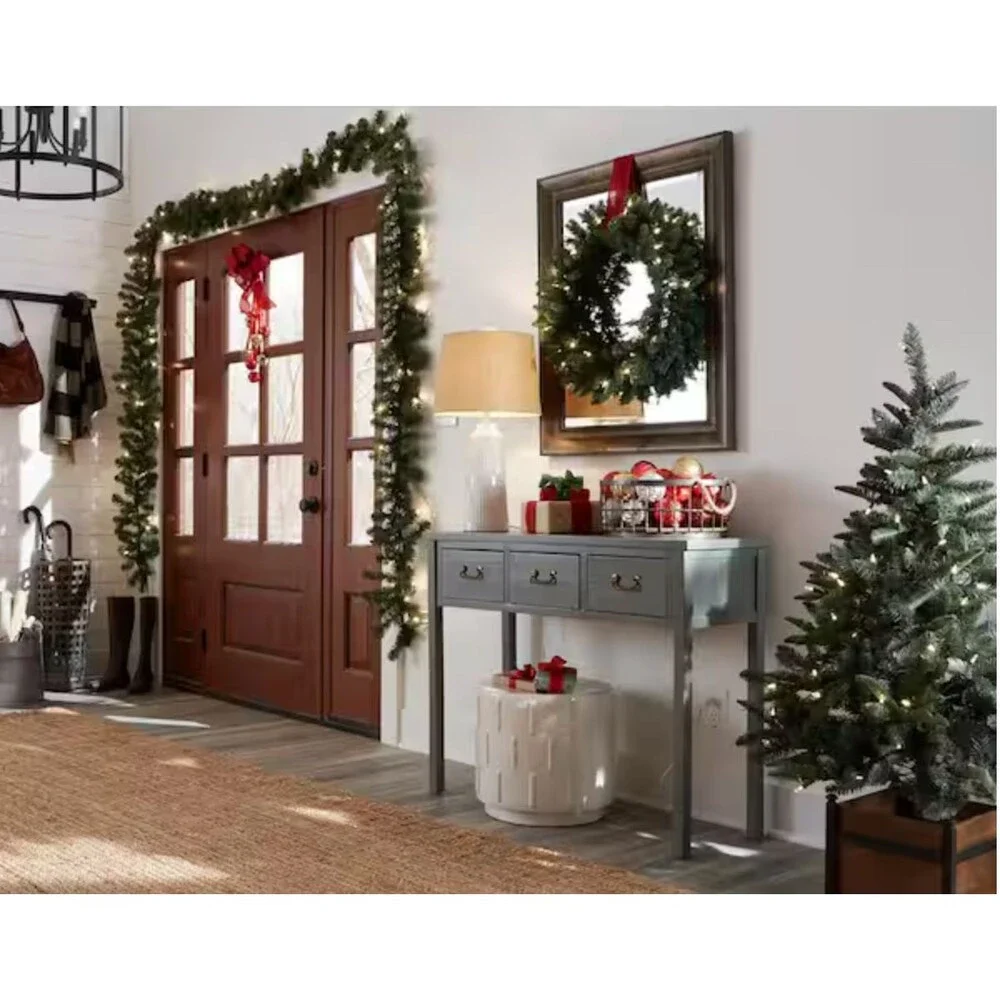Home Holiday Accents 18ft Kingston Fir Pre-Lit Artificial Christmas Garland NIP